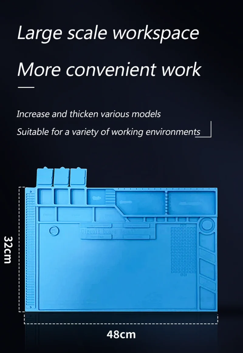 Tapis de réparation silicone pour soudure — compartiments magnétiques