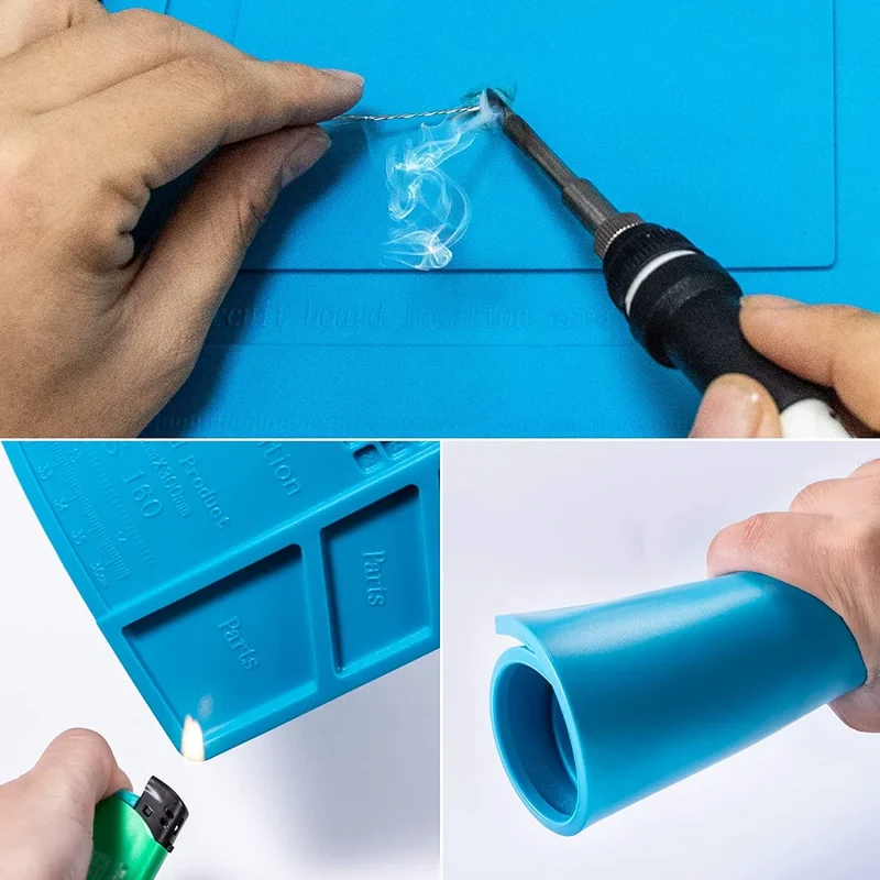 Tapis de réparation silicone pour soudure — compartiments magnétiques