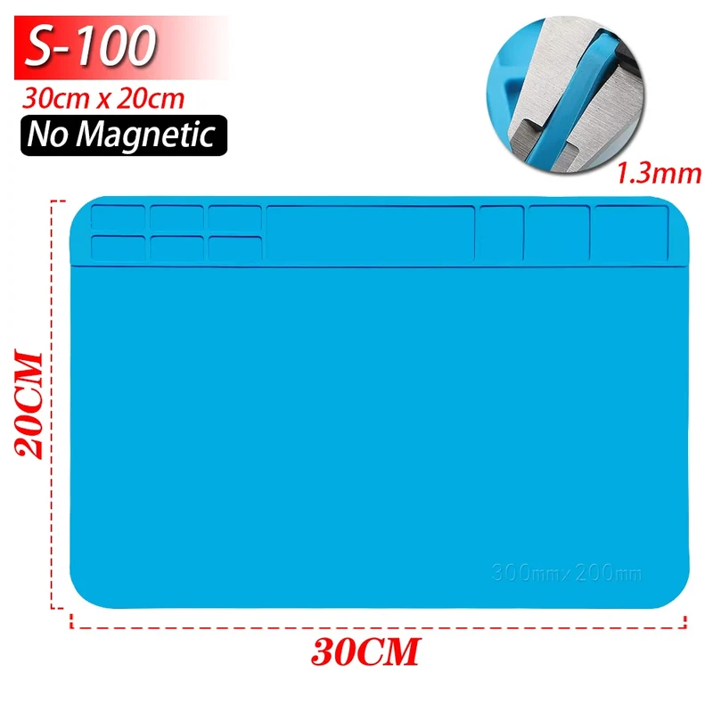 Tapis de réparation silicone pour soudure — compartiments magnétiques