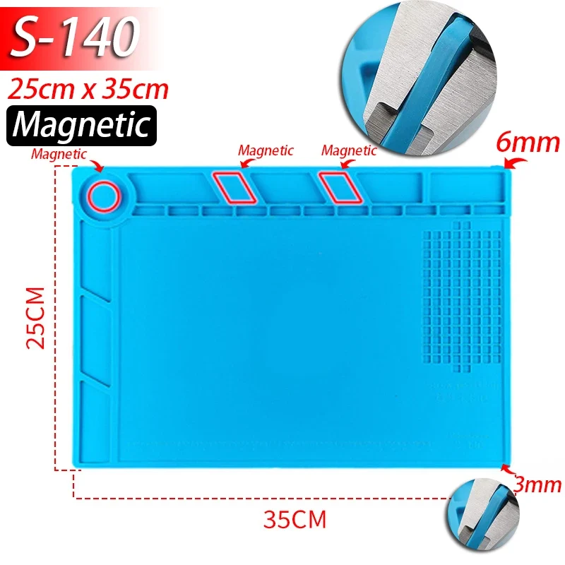 Tapis de réparation silicone pour soudure — compartiments magnétiques