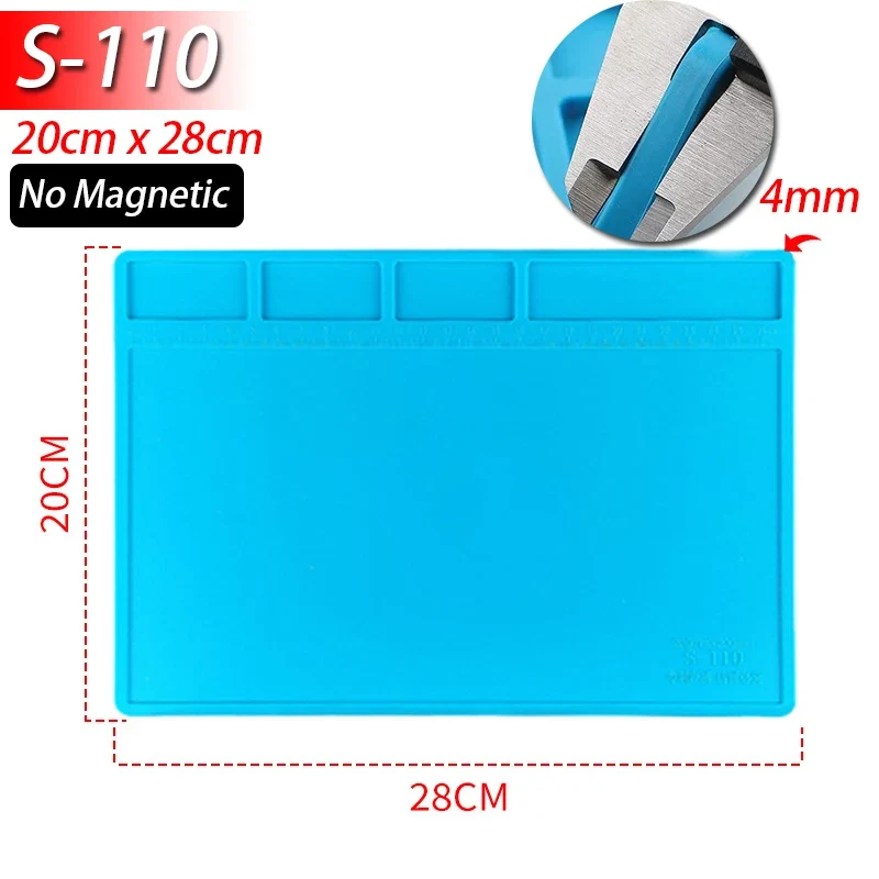 Tapis de réparation silicone pour soudure — compartiments magnétiques