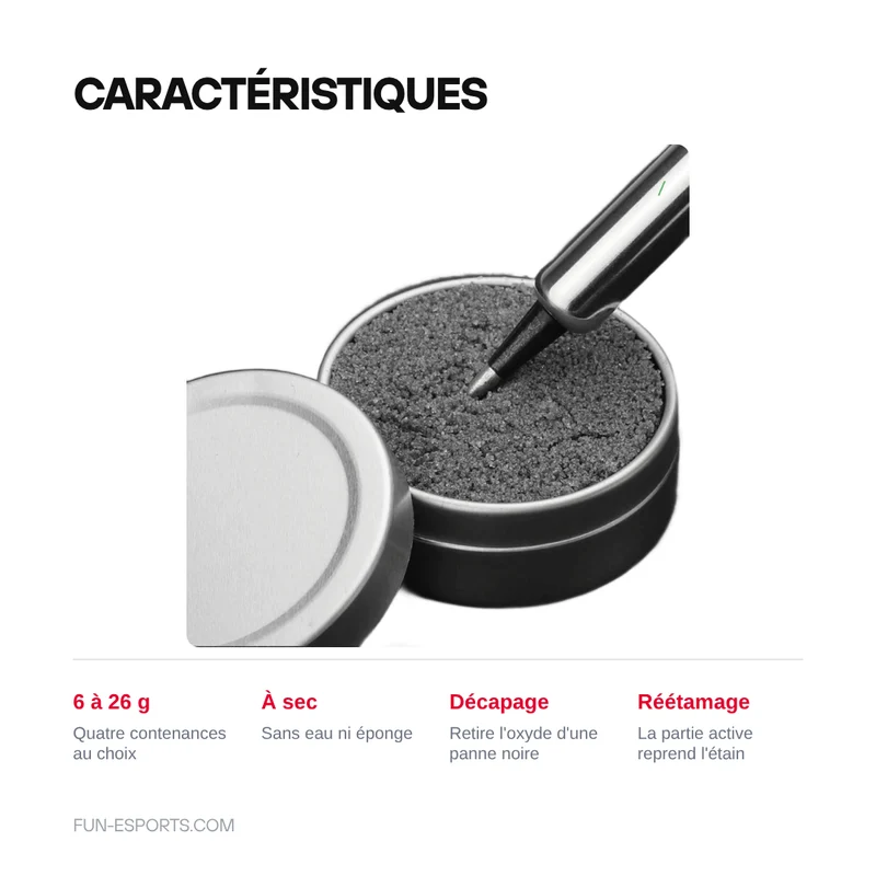 Crème de nettoyage et d'étamage de panne de fer à souder — 6 à 26 g