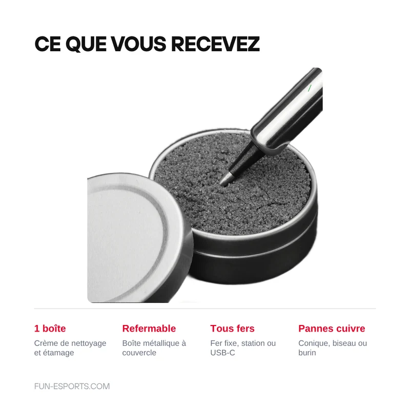 Crème de nettoyage et d'étamage de panne de fer à souder — 6 à 26 g