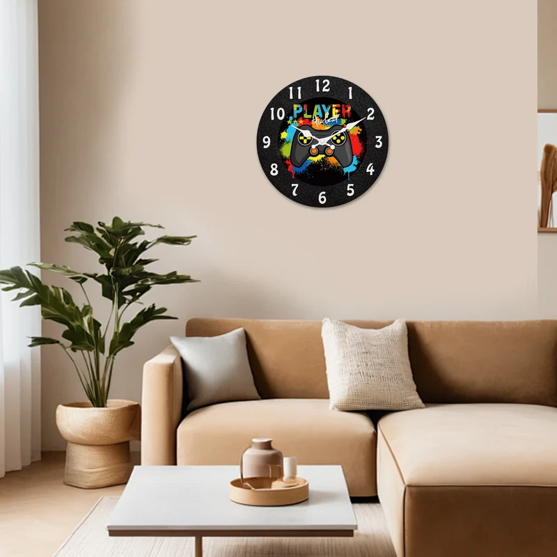 Horloge murale manette de jeu en bois — quartz silencieux