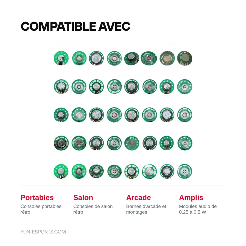 Haut-parleur de remplacement pour console rétro — 8/16/32 Ω, lot de 2