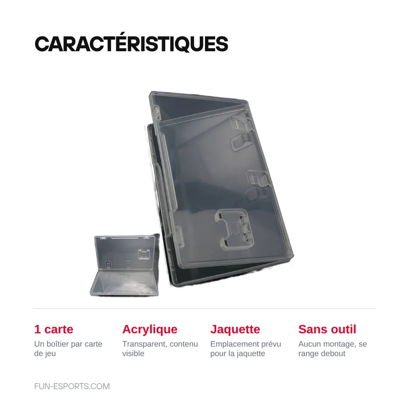 Boîtier acrylique pour carte de jeu Switch — jaquette visible