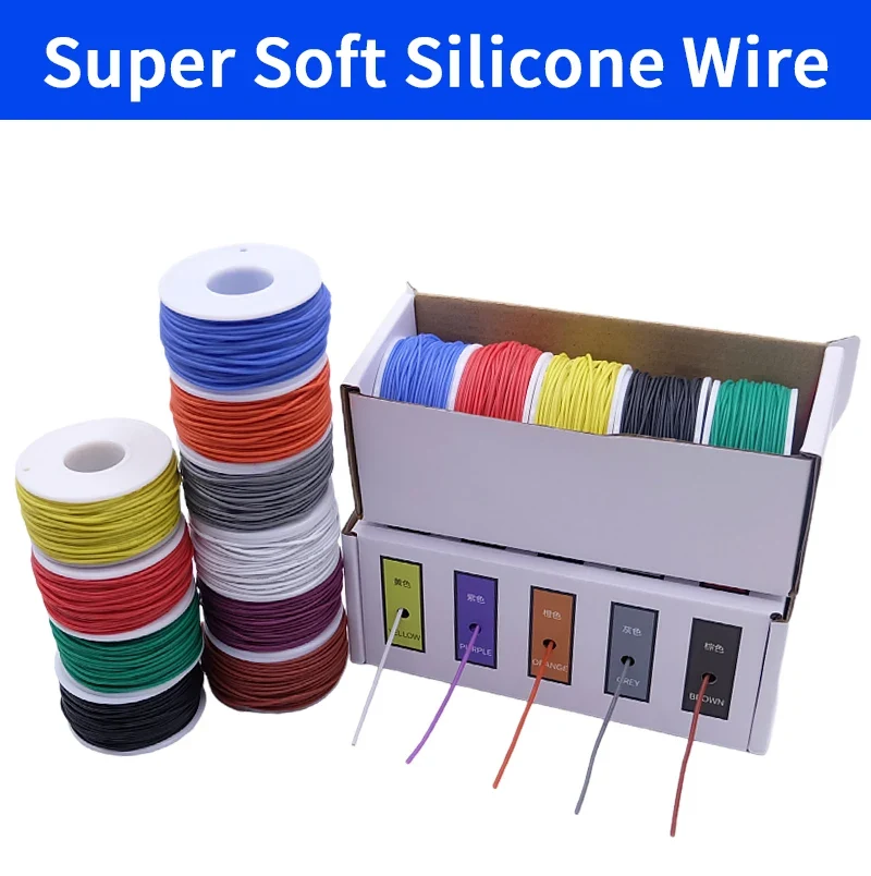 Fil silicone souple 5 couleurs — câblage de mod, 20 à 30 AWG