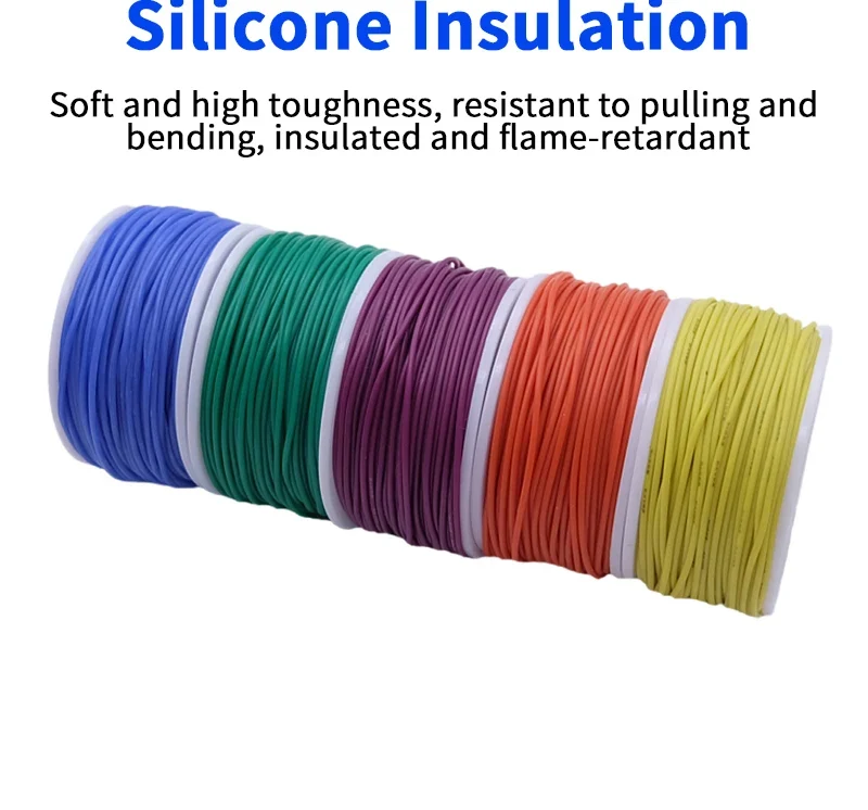 Fil silicone souple 5 couleurs — câblage de mod, 20 à 30 AWG