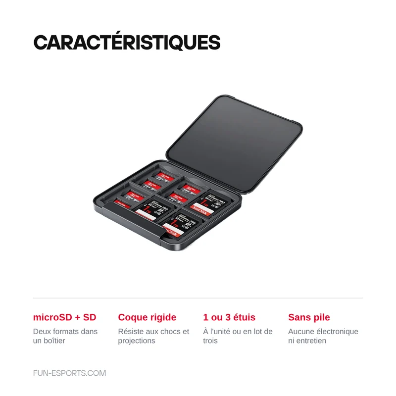 Étui de rangement pour cartes microSD et SD — étanche et antichoc