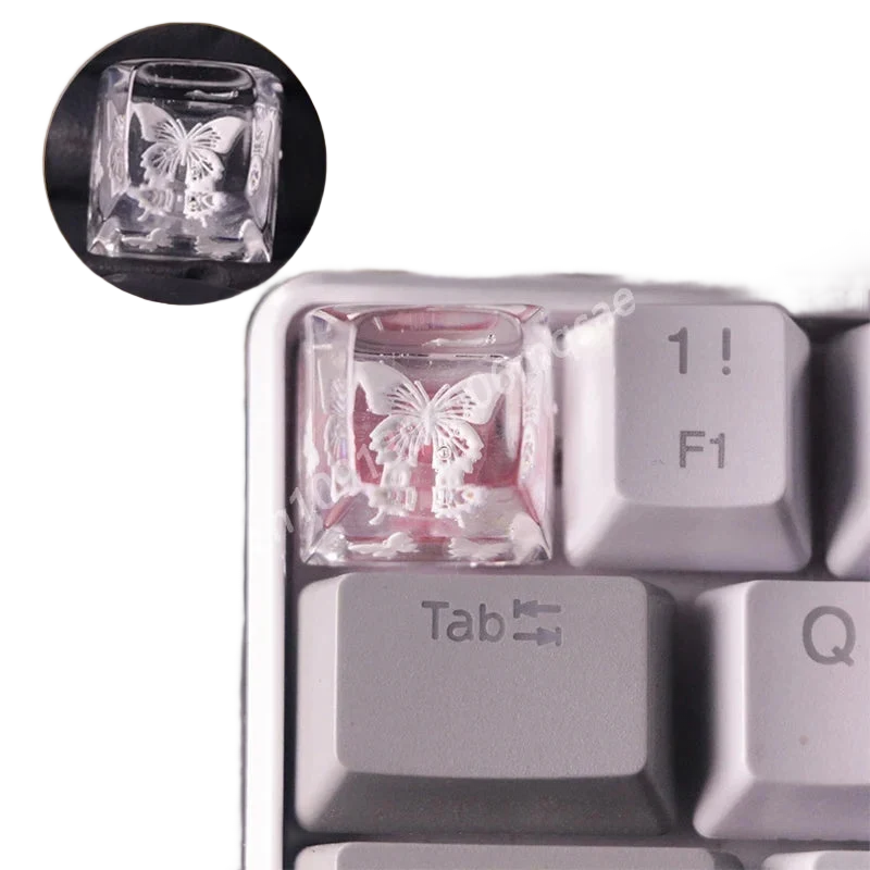 Keycap papillon en résine translucide — profil SA ou OEM, tige MX