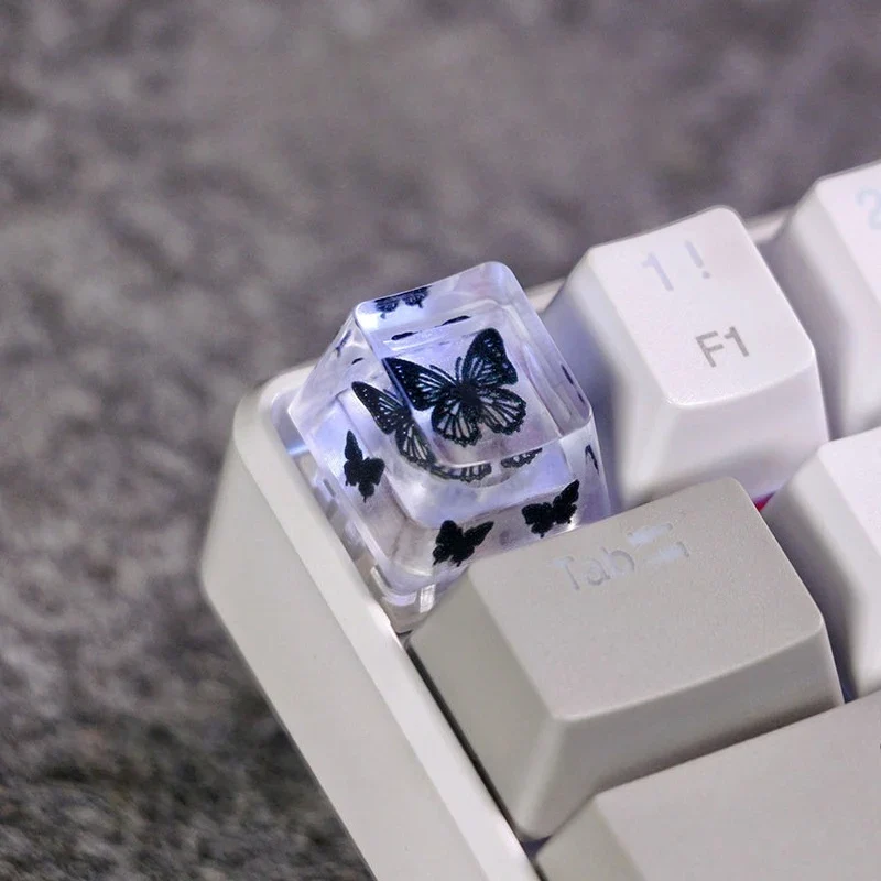 Keycap papillon en résine translucide — profil SA ou OEM, tige MX