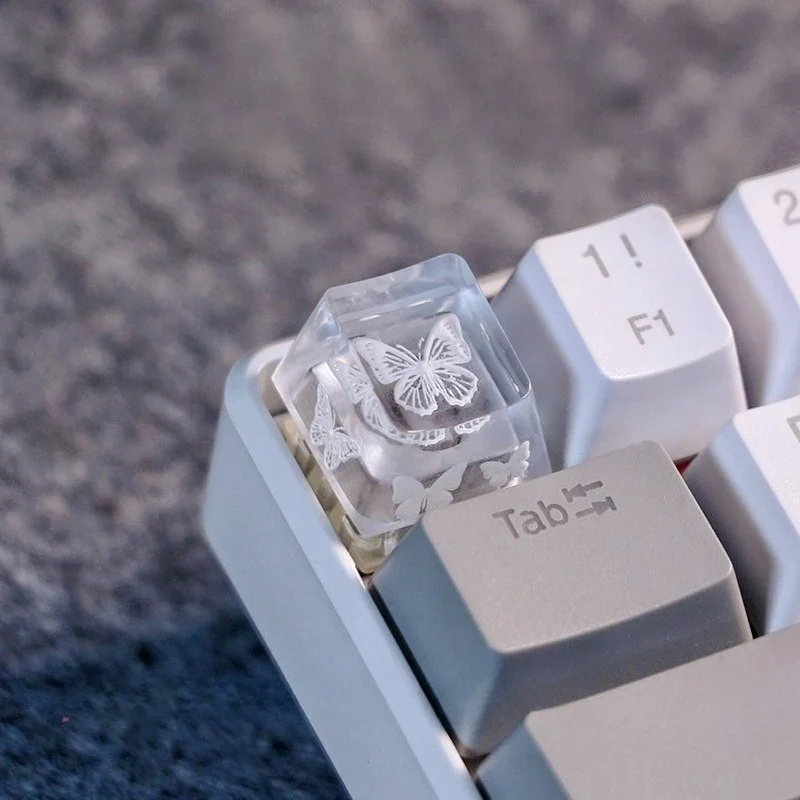 Keycap papillon en résine translucide — profil SA ou OEM, tige MX