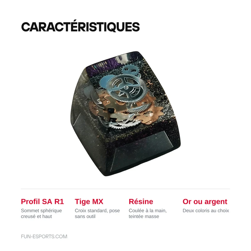 Capuchon de touche artisanal en résine — profil SA R1, tige MX