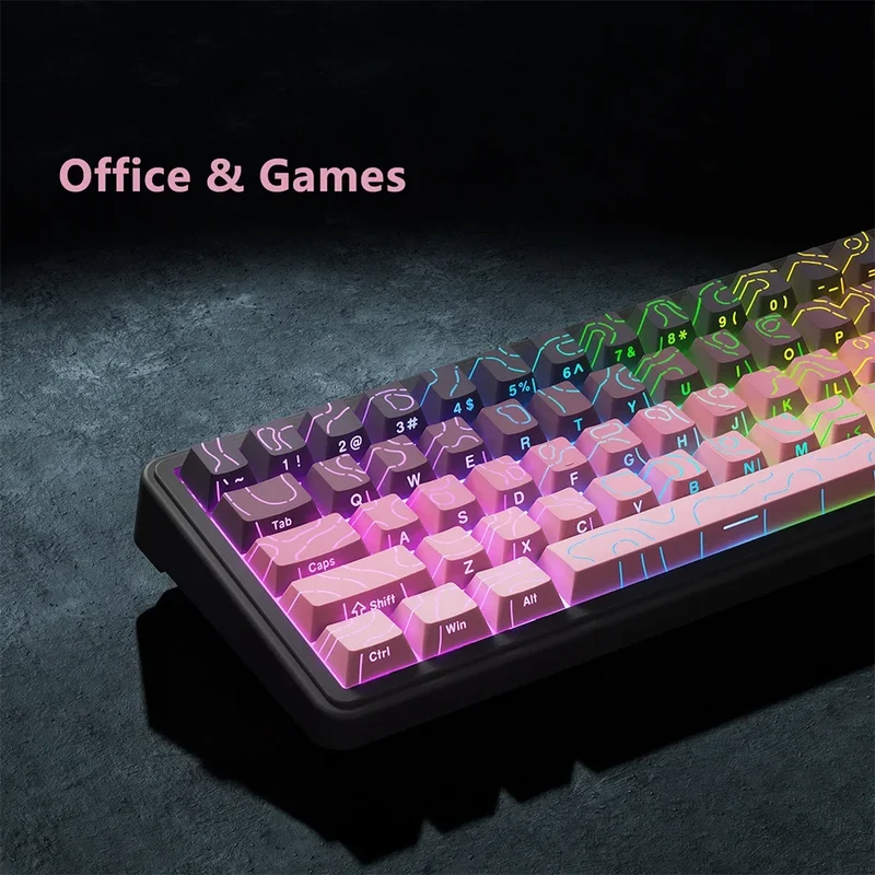 Keycaps PBT topographiques — légendes latérales, tiges MX