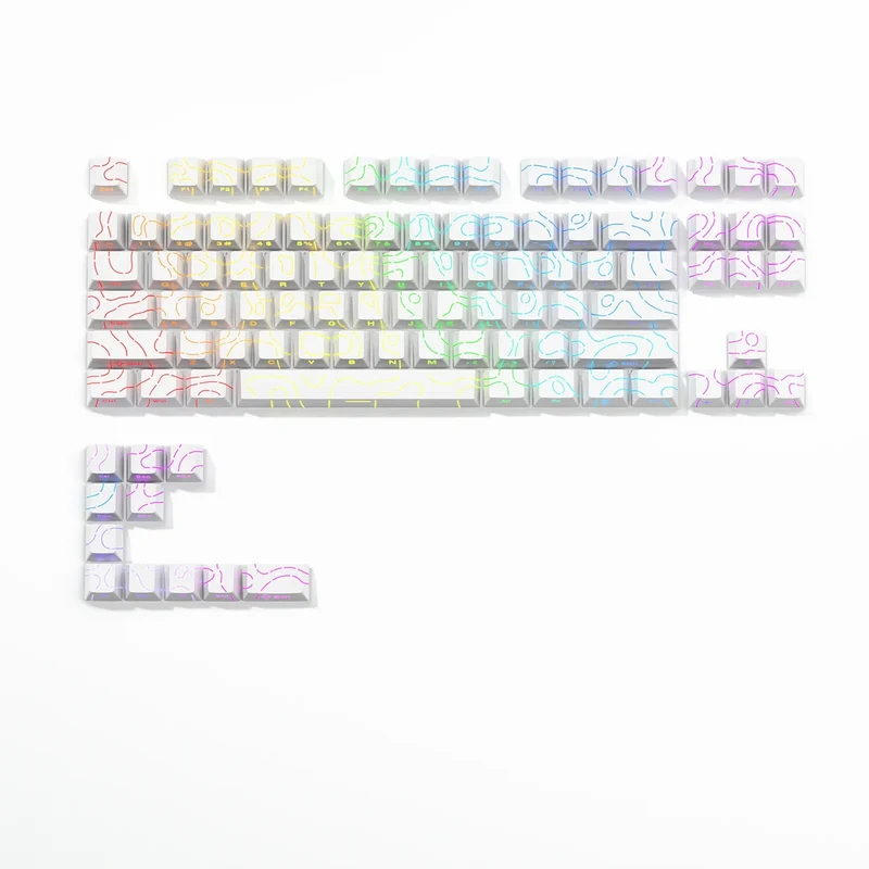 Keycaps PBT topographiques — légendes latérales, tiges MX