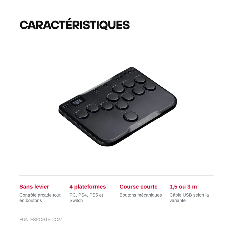 Haute42 Cosmox Mini — manette arcade all-button (hitbox) PC et consoles