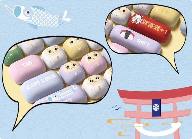Set de keycaps PBT Akko — profils MOG, MOA et MAO, dye-sub 5 faces