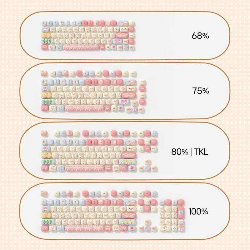 Set de keycaps PBT Akko — profils MOG, MOA et MAO, dye-sub 5 faces