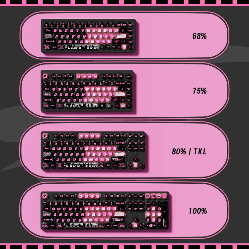 Set de keycaps PBT Akko — profils MOG, MOA et MAO, dye-sub 5 faces