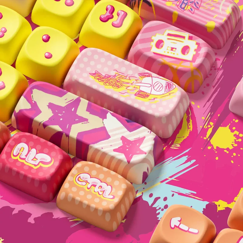 Set de keycaps PBT Akko — profils MOG, MOA et MAO, dye-sub 5 faces