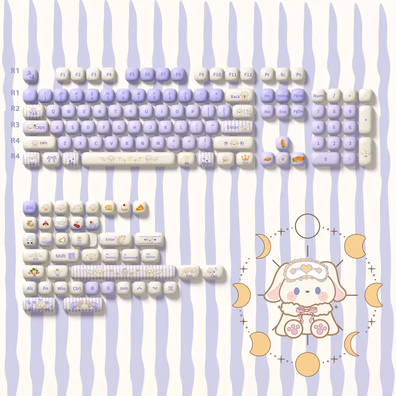 Set de keycaps PBT Akko — profils MOG, MOA et MAO, dye-sub 5 faces