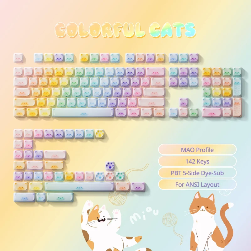 Set de keycaps PBT Akko — profils MOG, MOA et MAO, dye-sub 5 faces