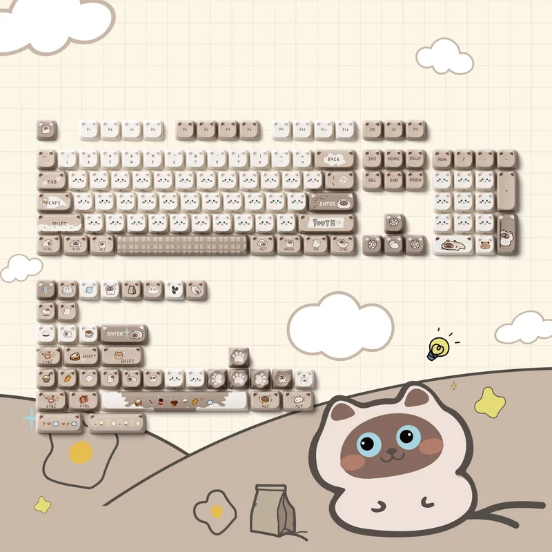 Set de keycaps PBT Akko — profils MOG, MOA et MAO, dye-sub 5 faces