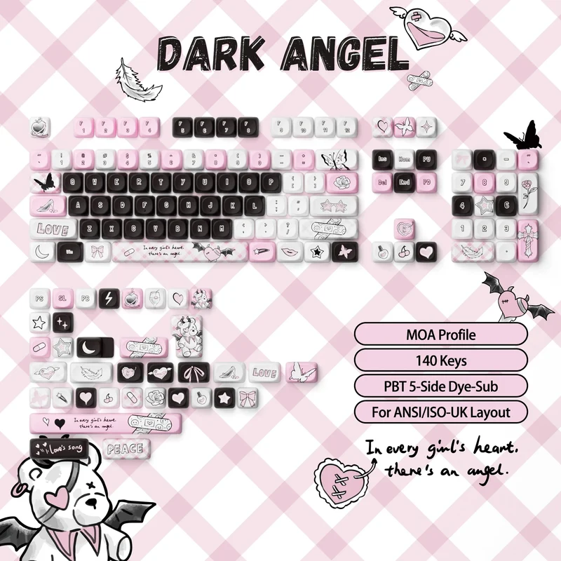 Set de keycaps PBT Akko — profils MOG, MOA et MAO, dye-sub 5 faces