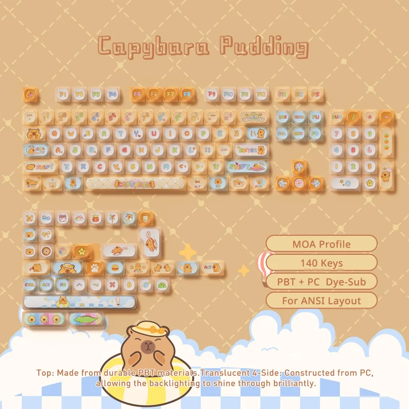 Set de keycaps PBT Akko — profils MOG, MOA et MAO, dye-sub 5 faces
