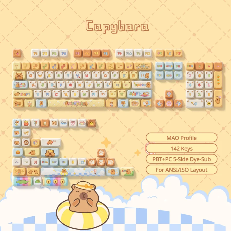 Set de keycaps PBT Akko — profils MOG, MOA et MAO, dye-sub 5 faces