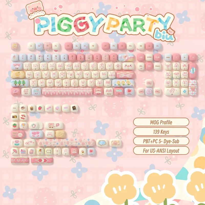 Set de keycaps PBT Akko — profils MOG, MOA et MAO, dye-sub 5 faces