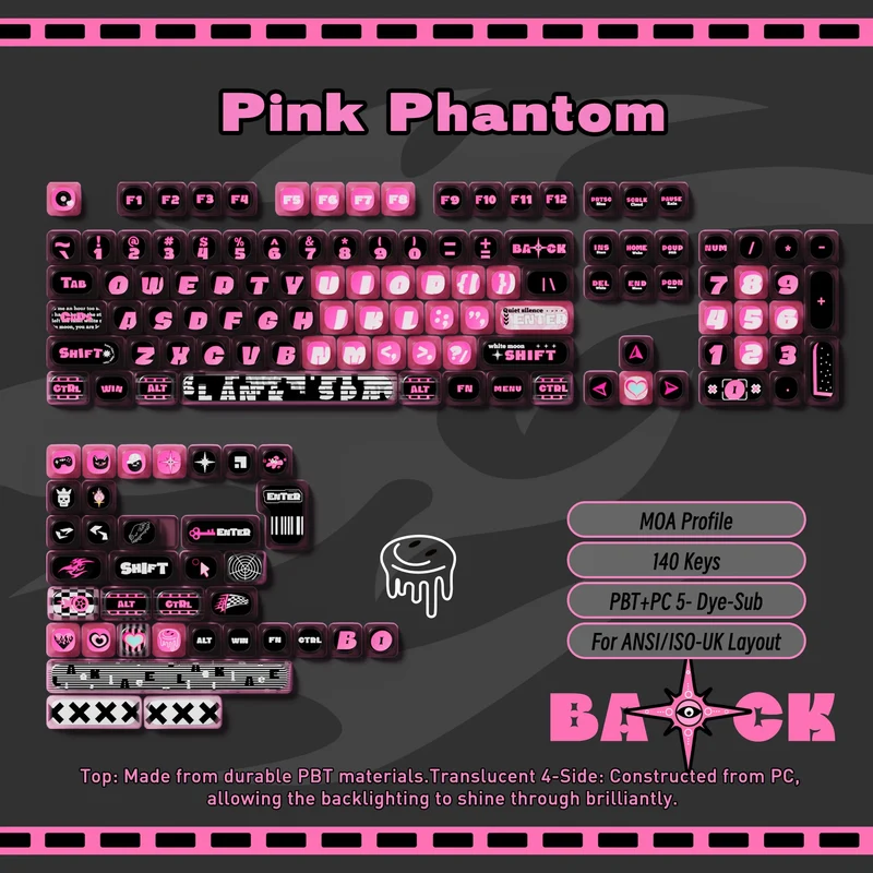 Set de keycaps PBT Akko — profils MOG, MOA et MAO, dye-sub 5 faces