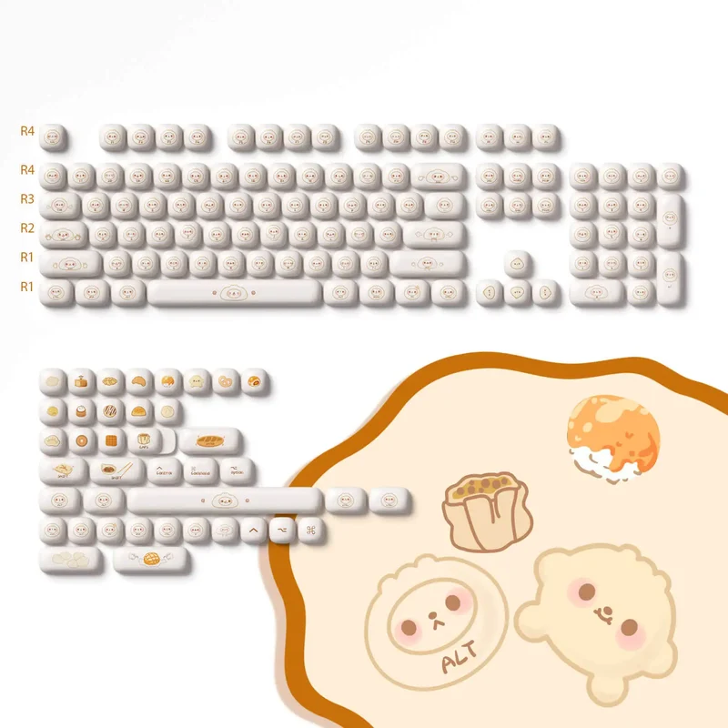 Set de keycaps PBT Akko — profils MOG, MOA et MAO, dye-sub 5 faces