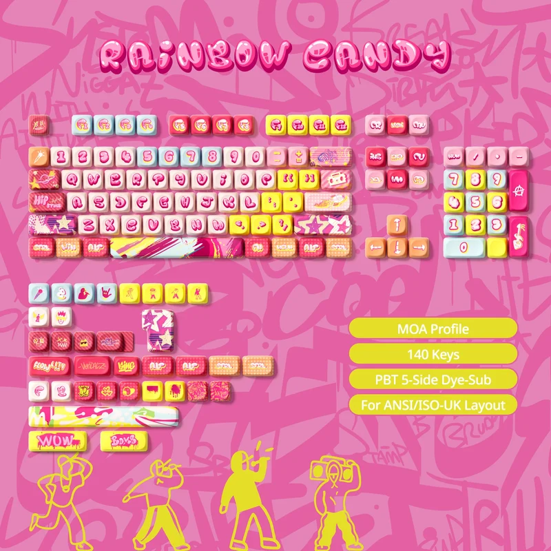 Set de keycaps PBT Akko — profils MOG, MOA et MAO, dye-sub 5 faces