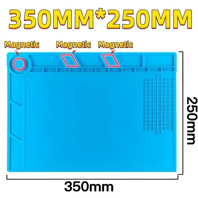 Tapis de soudure silicone magnétique — antistatique, 14 formats