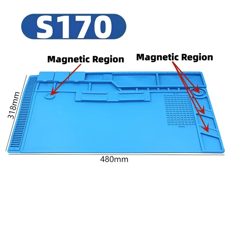 Tapis de soudure silicone magnétique — antistatique, 14 formats