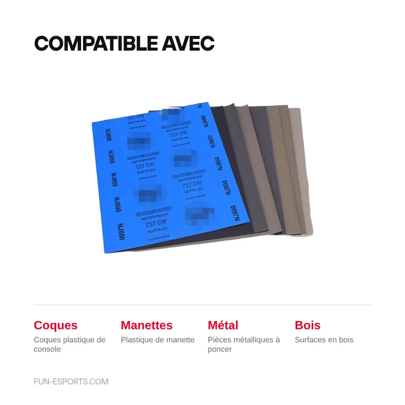 Papier abrasif à l'eau — lot de 2 feuilles, grain 60 à 20000 au choix