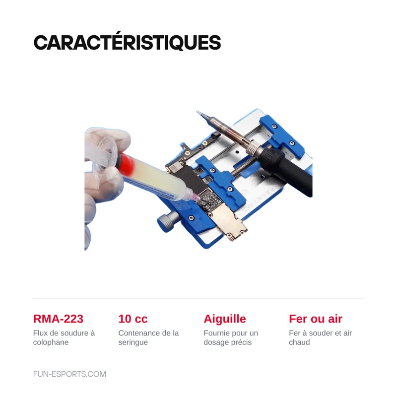 Flux de soudure RMA-223 en seringue 10 cc — avec aiguille