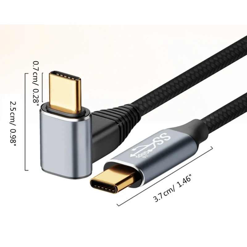 Câble USB-C coudé 90° 100 W — charge et données pour console portable