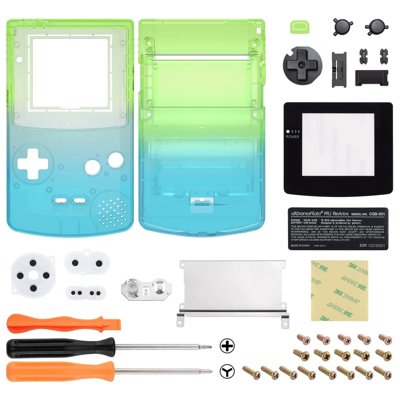 Coque complète Game Boy Color IPS-ready — eXtremeRate, boutons inclus