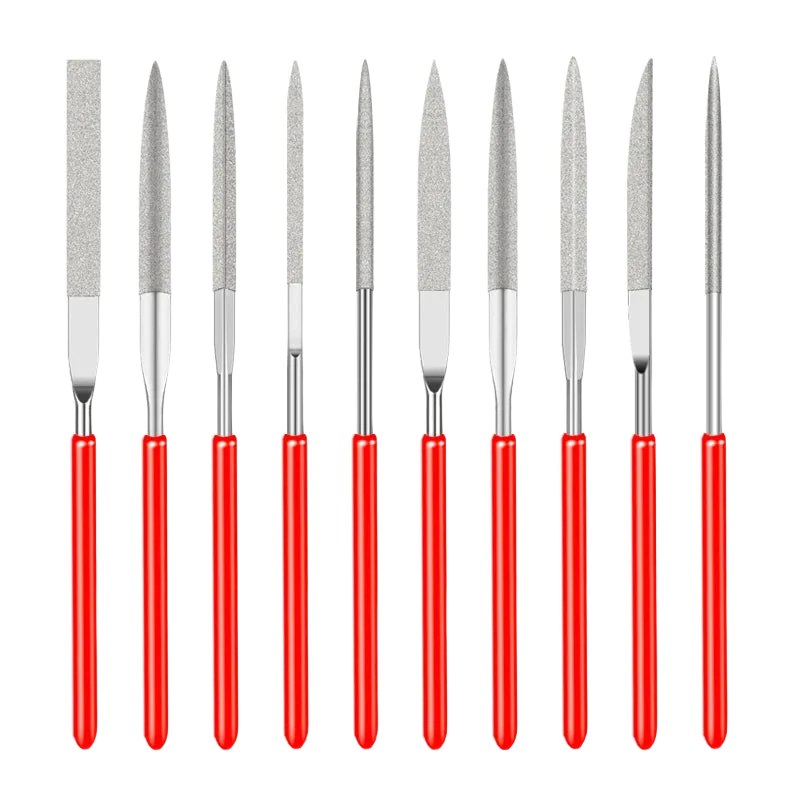 Lot de 10 limes aiguilles diamantées 3 x 140 mm — ajustage de coques