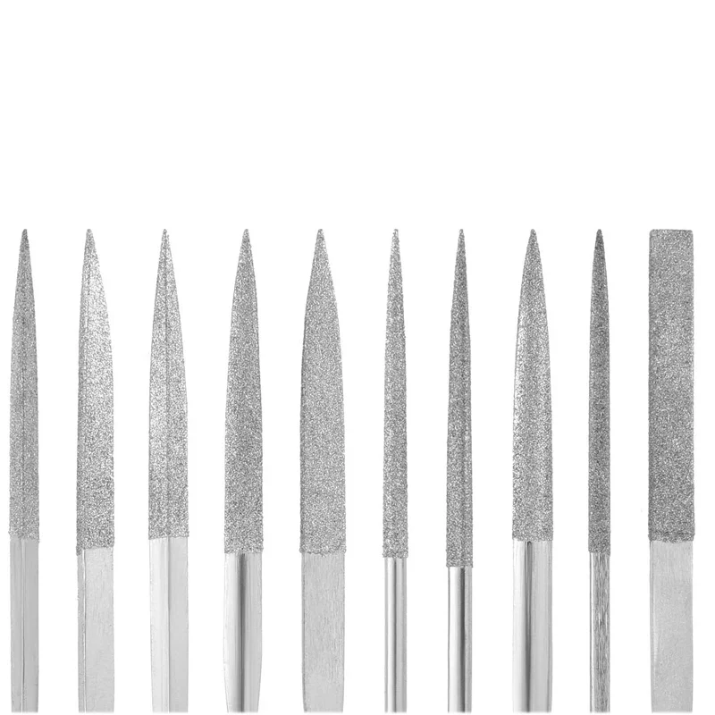 Lot de 10 limes aiguilles diamantées 3 x 140 mm — ajustage de coques