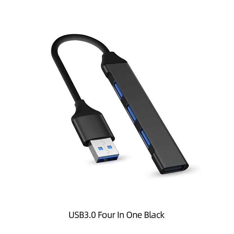 Hub USB 4 ports USB-A ou USB-C — norme USB 3.0, câble 15 cm