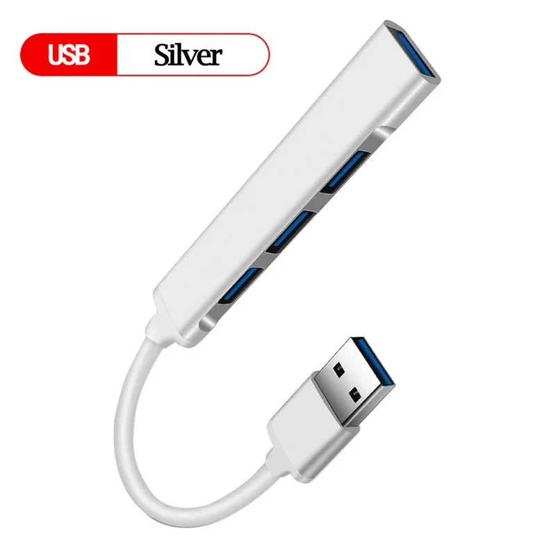 Hub USB 4 ports USB-A ou USB-C — norme USB 3.0, câble 15 cm