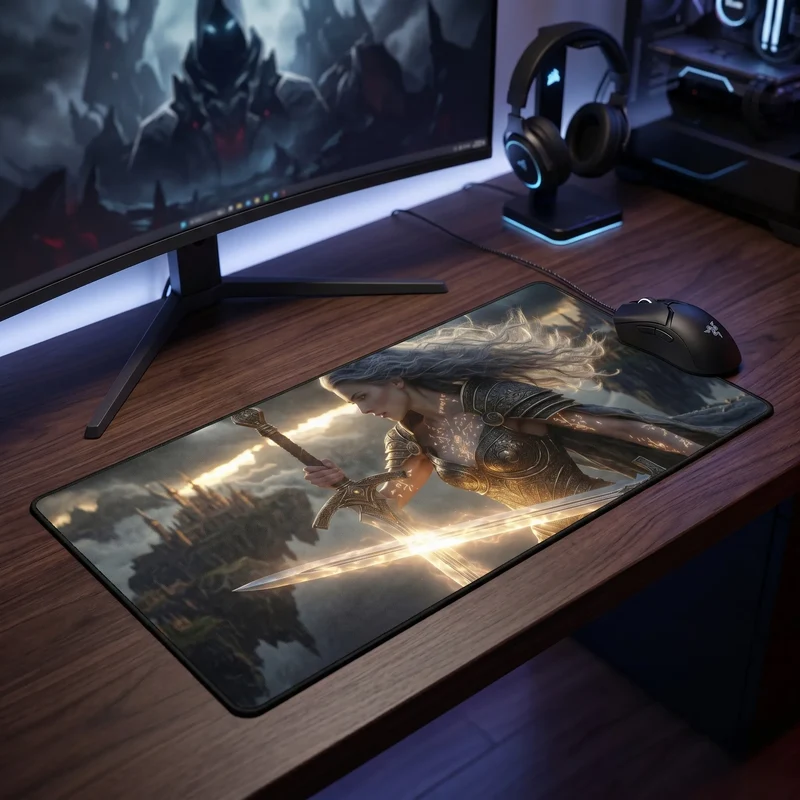 Tapis de Souris Gamer L'Éveil de la Valkyrie | PopMyPad | 900x400mm | 3mm | Haute performance
