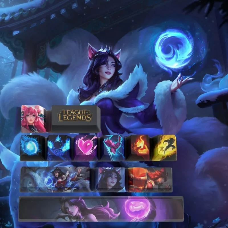 Keycaps Ahri League of Legends – profil OEM pensé pour les longues sessions
