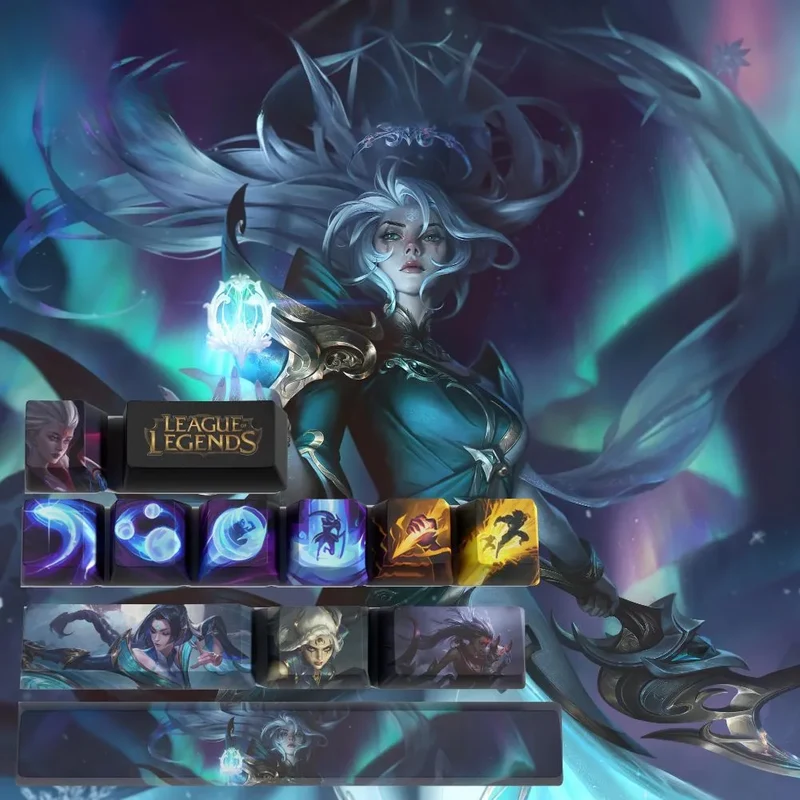 Keycaps Diana League of Legends – bleu nuit et argent pour un setup sombre