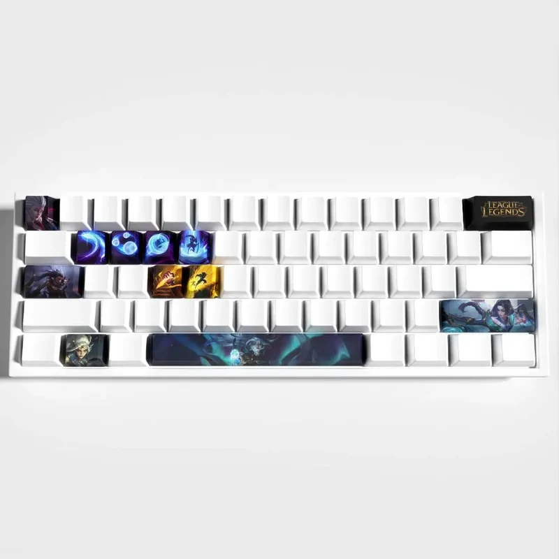 Keycaps Diana League of Legends – bleu nuit et argent pour un setup sombre