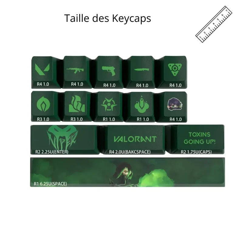 Keycaps Valorant Cypher – 14 touches PBT sculptées