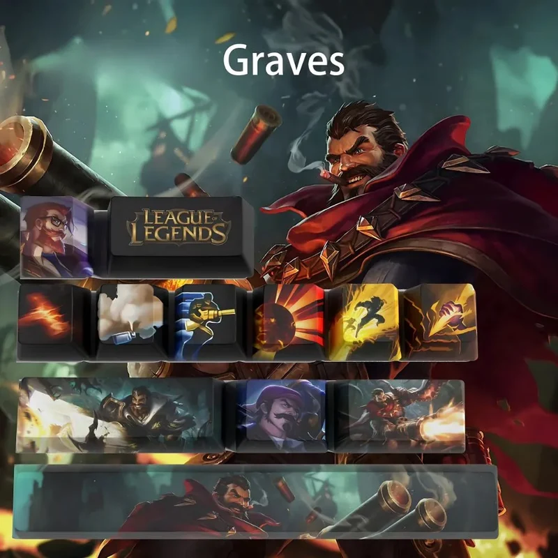 Keycaps Graves League of Legends – Finition mate anti-traces
